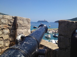 Cannon Aimed at Cruise Ship Dubrovnik Croatia